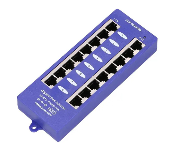 ExtraLink 8 Portowy Gigabit PoE Injector 8x 1000Mb/s RJ45, Mode B - 1541572 - zdjęcie